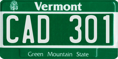 VT license plate CAD301