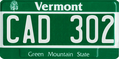 VT license plate CAD302