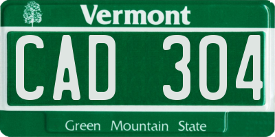 VT license plate CAD304