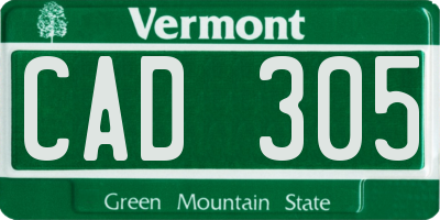 VT license plate CAD305