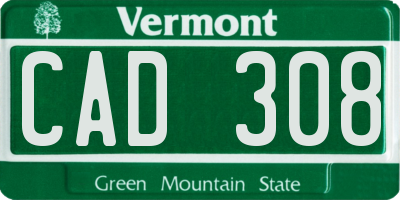 VT license plate CAD308