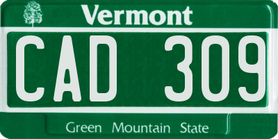 VT license plate CAD309