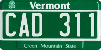 VT license plate CAD311