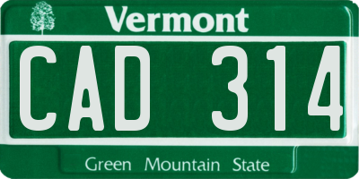 VT license plate CAD314