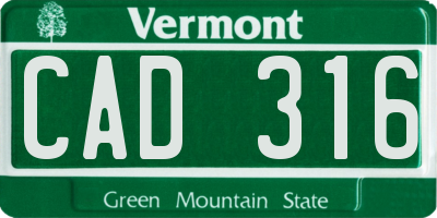 VT license plate CAD316