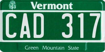 VT license plate CAD317