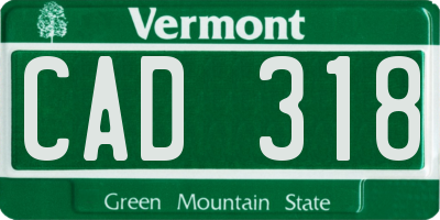 VT license plate CAD318