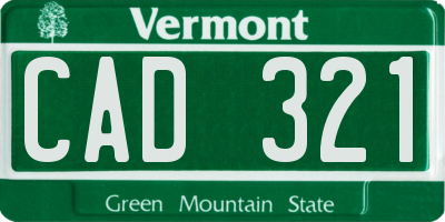 VT license plate CAD321
