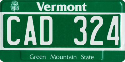 VT license plate CAD324