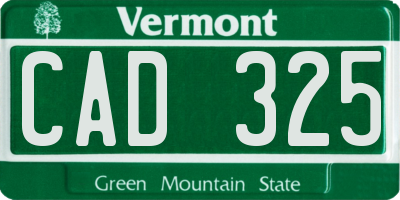 VT license plate CAD325