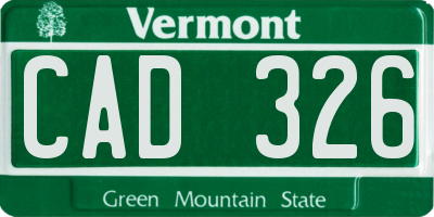 VT license plate CAD326