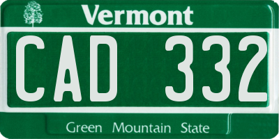 VT license plate CAD332