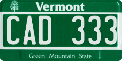 VT license plate CAD333
