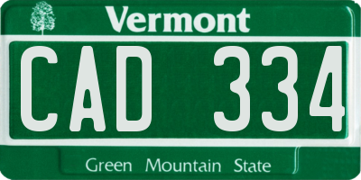 VT license plate CAD334