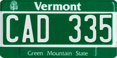 VT license plate CAD335