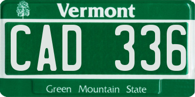 VT license plate CAD336