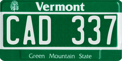 VT license plate CAD337