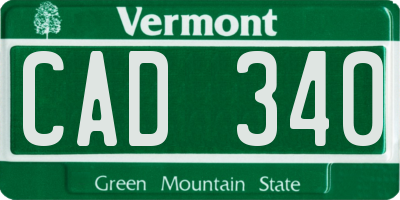 VT license plate CAD340