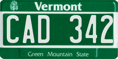 VT license plate CAD342