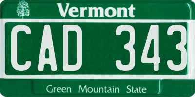 VT license plate CAD343