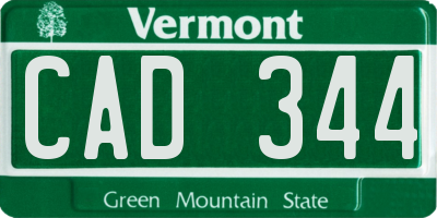 VT license plate CAD344