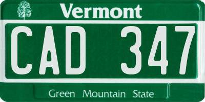 VT license plate CAD347