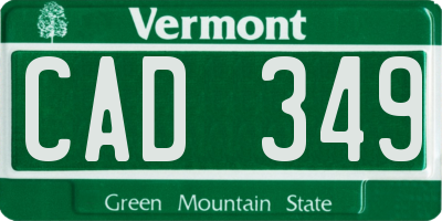 VT license plate CAD349
