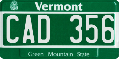 VT license plate CAD356