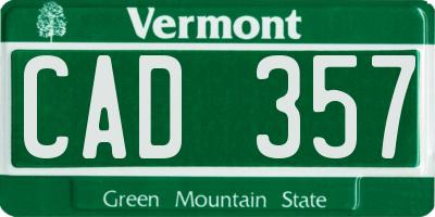 VT license plate CAD357