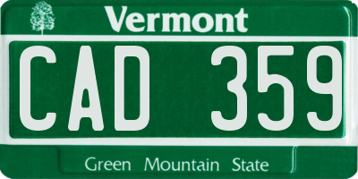 VT license plate CAD359