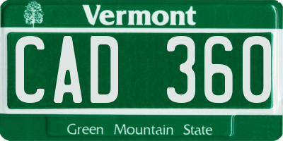VT license plate CAD360