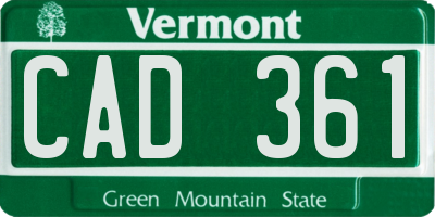 VT license plate CAD361