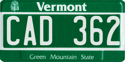 VT license plate CAD362