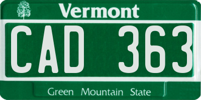 VT license plate CAD363