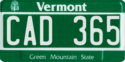 VT license plate CAD365