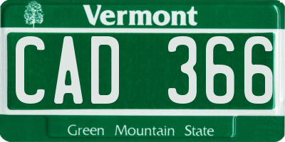 VT license plate CAD366