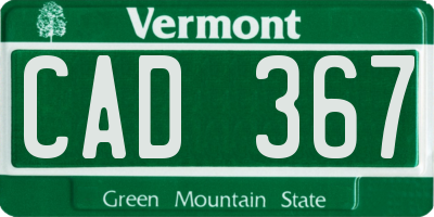VT license plate CAD367