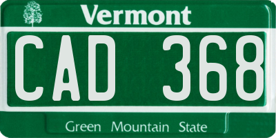 VT license plate CAD368