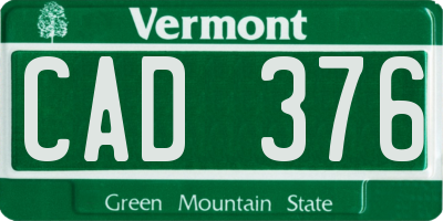 VT license plate CAD376