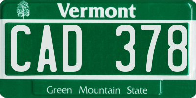 VT license plate CAD378