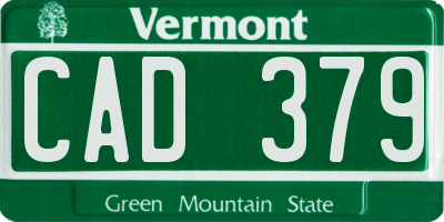 VT license plate CAD379