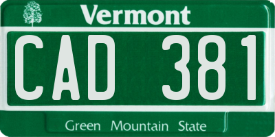 VT license plate CAD381