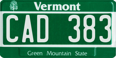 VT license plate CAD383