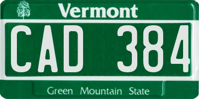 VT license plate CAD384