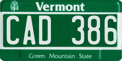 VT license plate CAD386