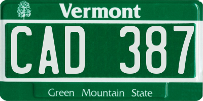 VT license plate CAD387