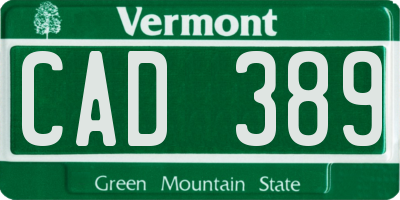 VT license plate CAD389