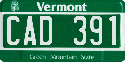 VT license plate CAD391