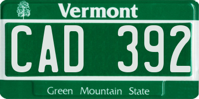 VT license plate CAD392