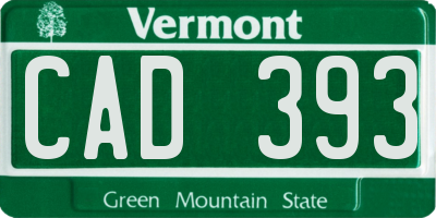 VT license plate CAD393